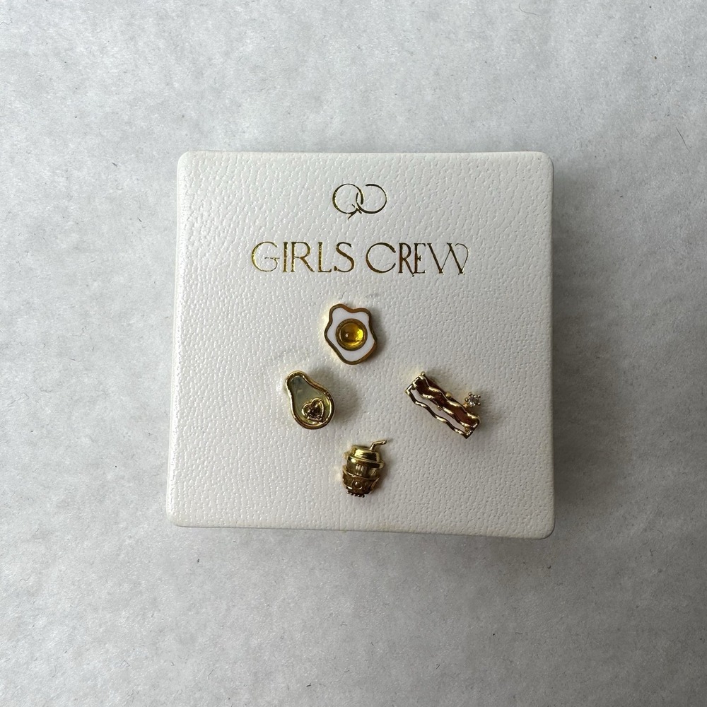Girls Crew Earrings Thanks A Brunch Set Of 4 Breakfast Bacon Egg Avocado Coffee